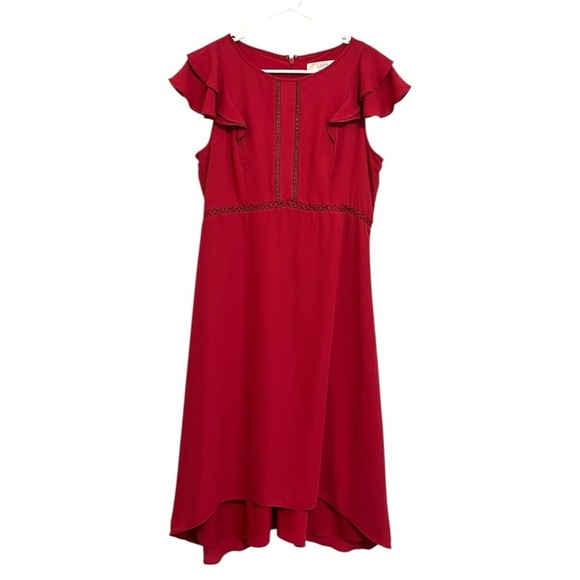 LOFT Dresses & Skirts - 2/$30 LOFT - Raspberry Short Sleeve Mid Length Dress with Flutter Sleeves